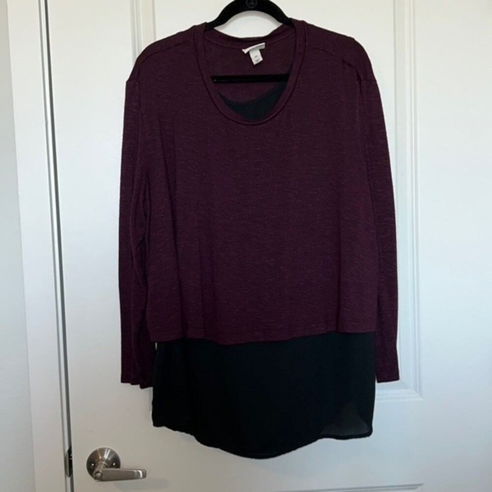 Deep Purple Ava and Viv Sweater with Black Chiffon Tank | Size 2X